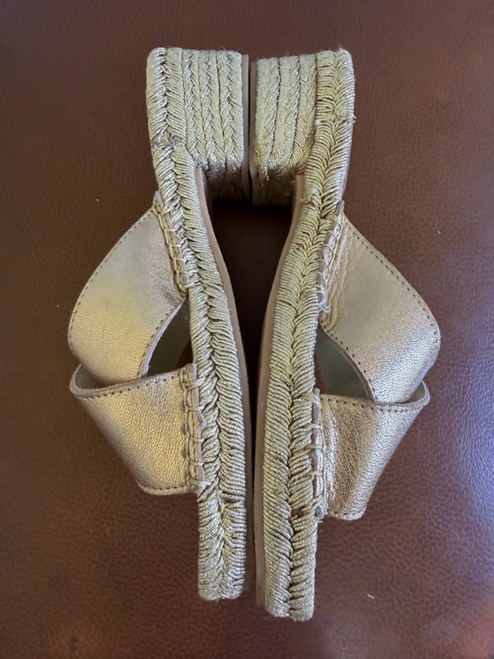 Jeffrey Campbell Gold Espadrille Slides Metallic Platform Sandals Spain Size 39 - Picture 3 of 6